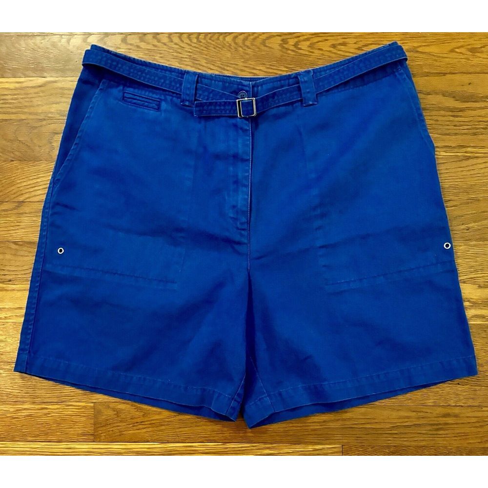 Vintage‎ Lauren Ralph Lauren Blue Cotton Belted Shorts Women's Size 14 Beach
